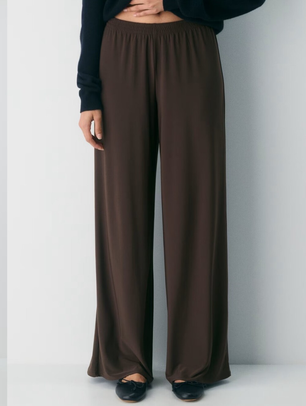 ARITZIA Babaton Linear Pant Women's Wide-Leg Pull-On Pants Mocha Brown Size M
